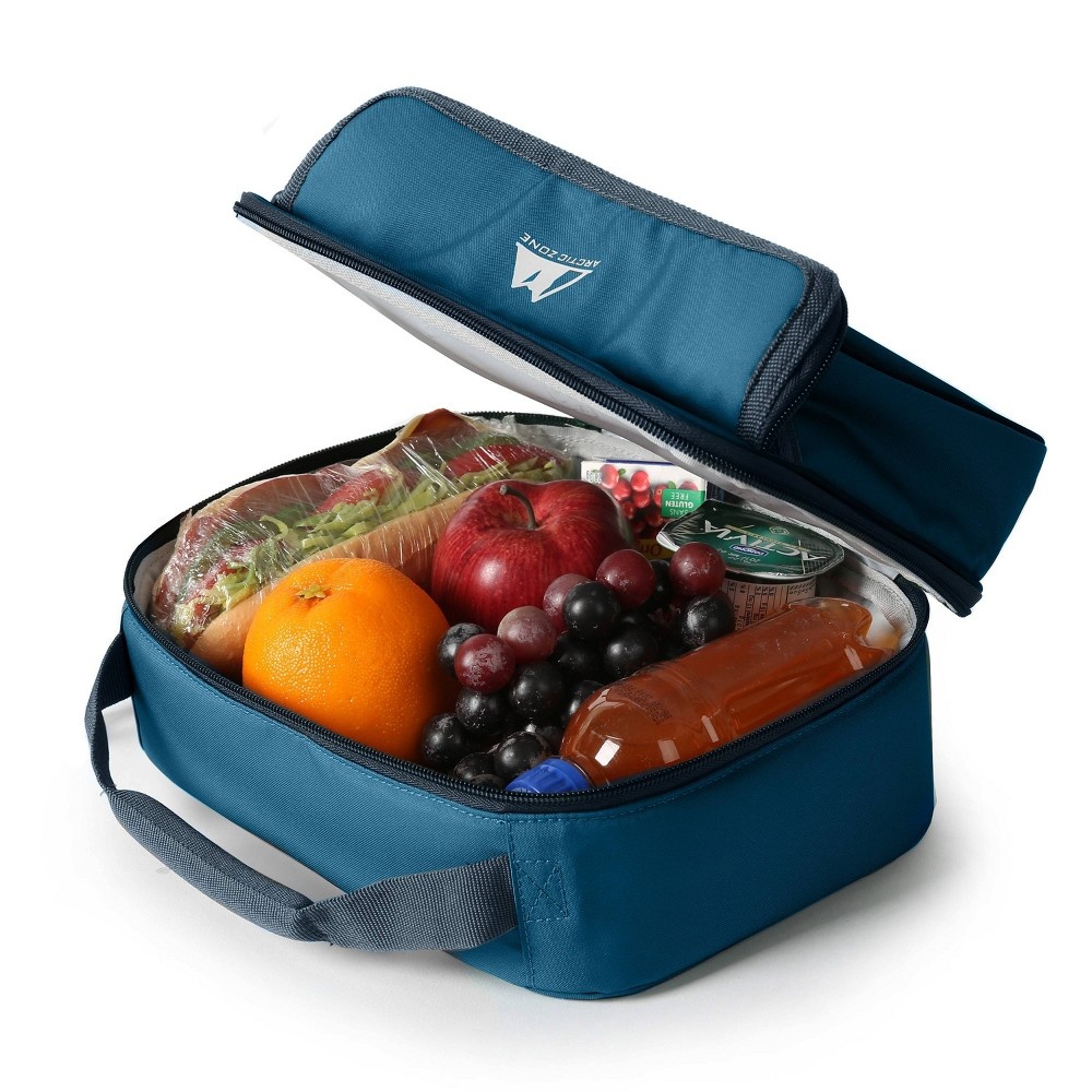 slide 3 of 7, Arctic Zone Recycled Dual Compartment Lunch Box - Midnight Blue, 1 ct