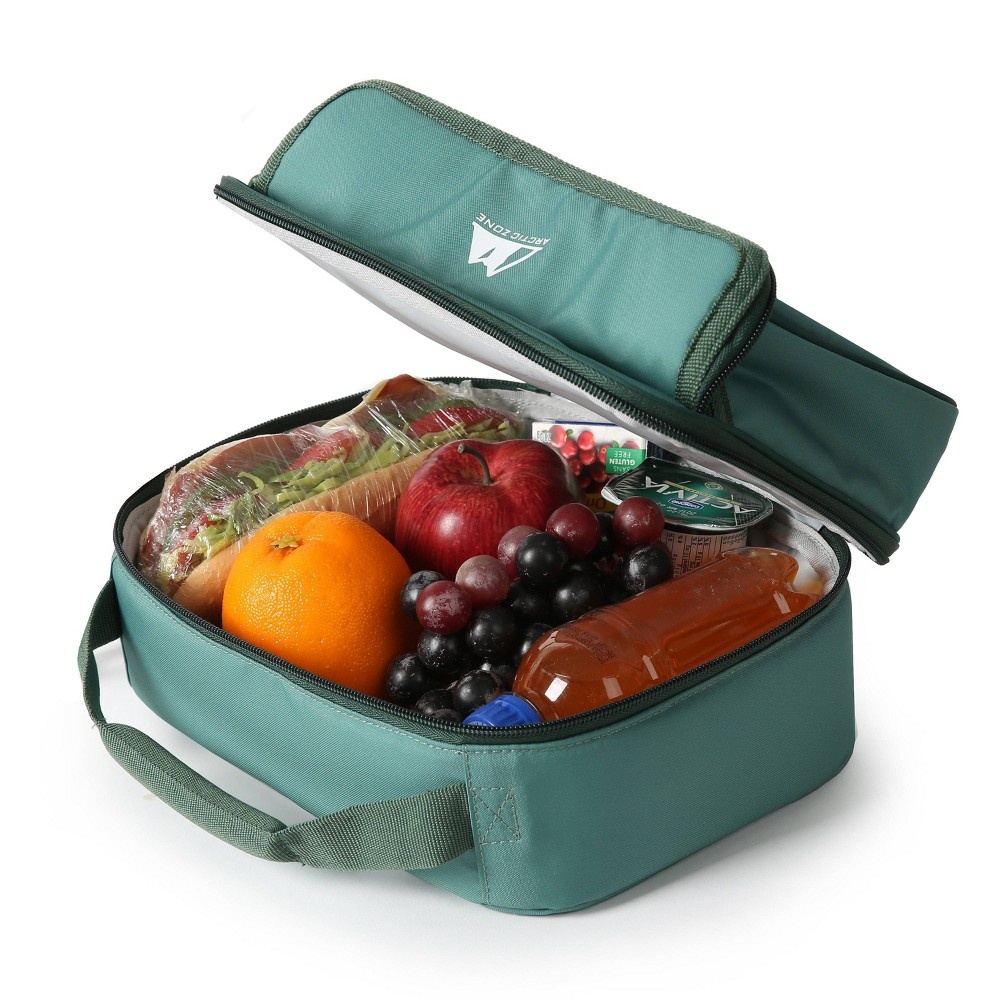 slide 5 of 7, Arctic Zone Recycled Dual Compartment Lunch Box - Pale Green, 1 ct