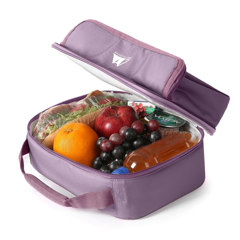 slide 7 of 7, Arctic Zone Recycled Dual Compartment Lunch Box - Lavender, 1 ct