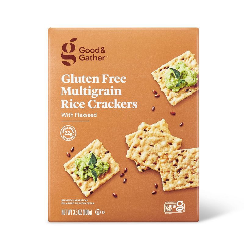 slide 1 of 4, Gluten Free Multi-grain with Flax Rice Crackers - 3.5oz - Good & Gather™, 3.5 oz