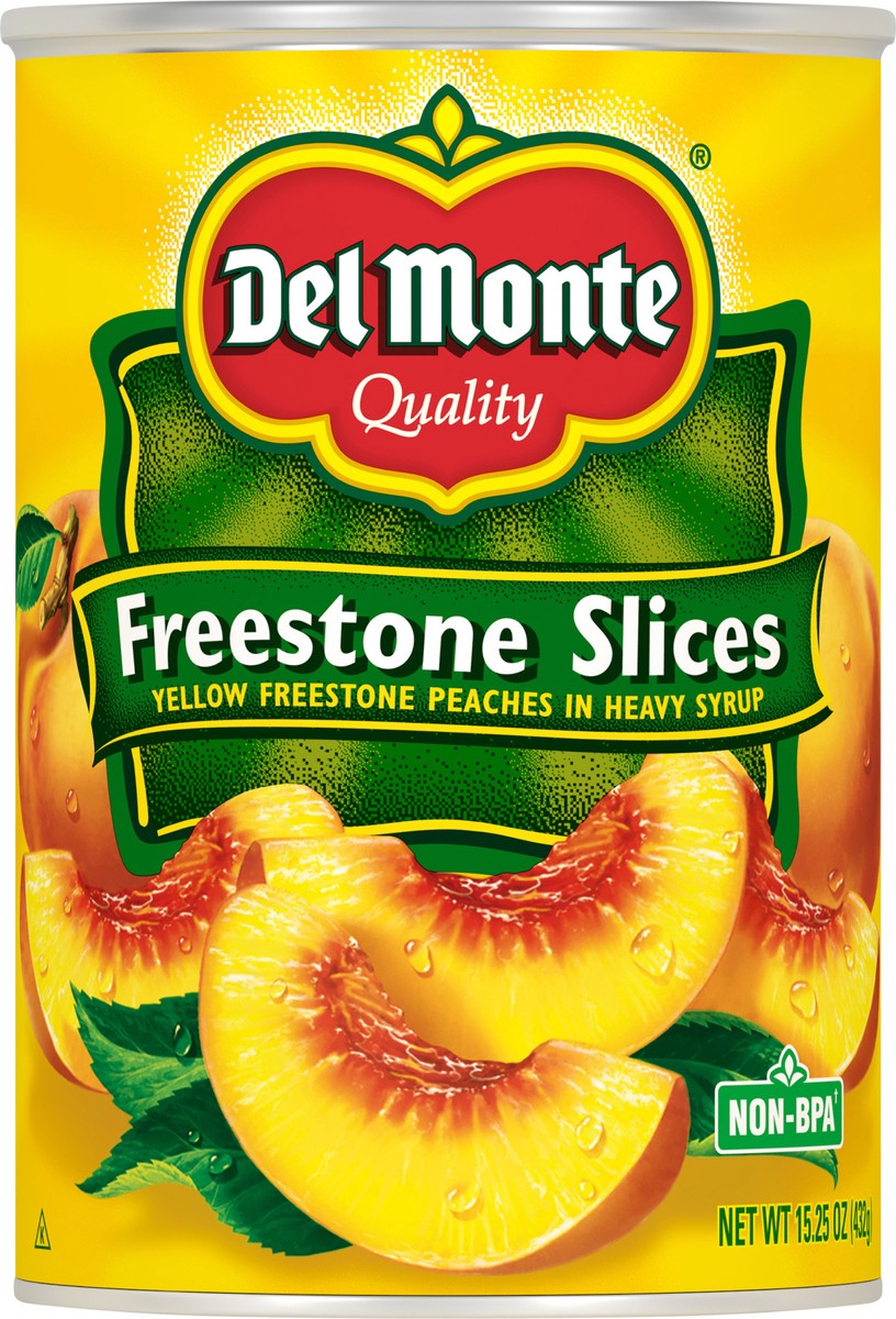 slide 4 of 7, Del Monte Yellow Freestone Peach Slices In Heavy Syrup, 15.25 oz