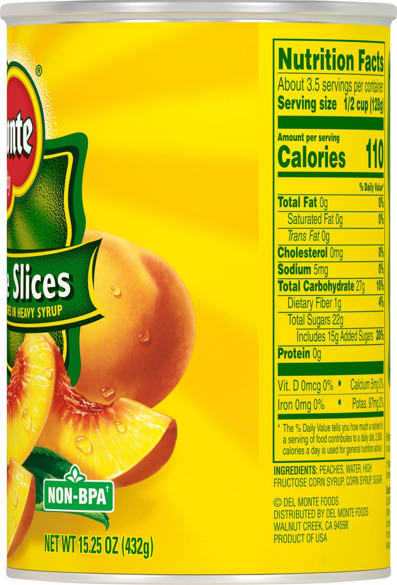 slide 6 of 7, Del Monte Yellow Freestone Peach Slices In Heavy Syrup, 15.25 oz