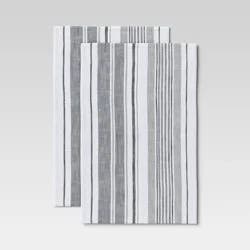 2pk Cotton Plain Woven Kitchen Towels Gray - Threshold™
