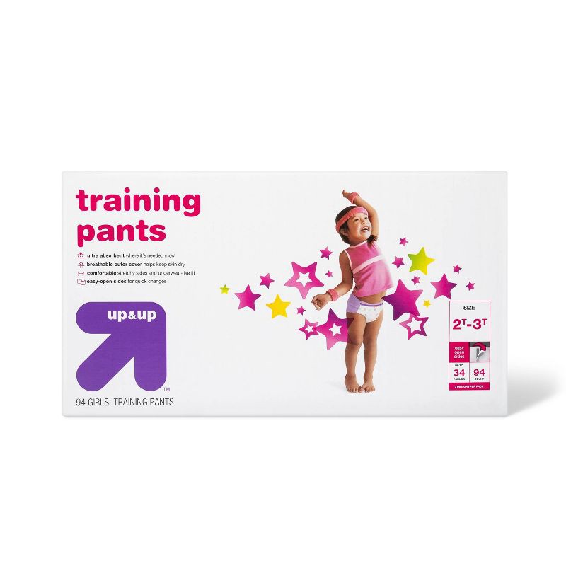 slide 1 of 3, Girls' Training Pants - 2T-3T - 94ct - up&up™, 94 ct
