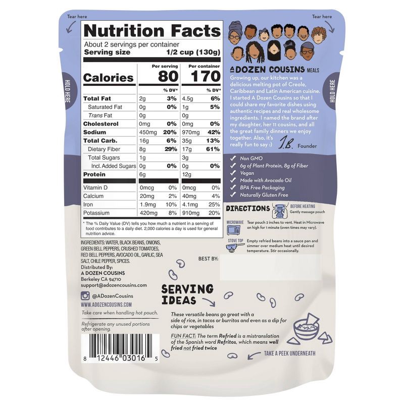 slide 2 of 4, A Dozen Cousins Refried Black Beans - 10oz, 10 oz