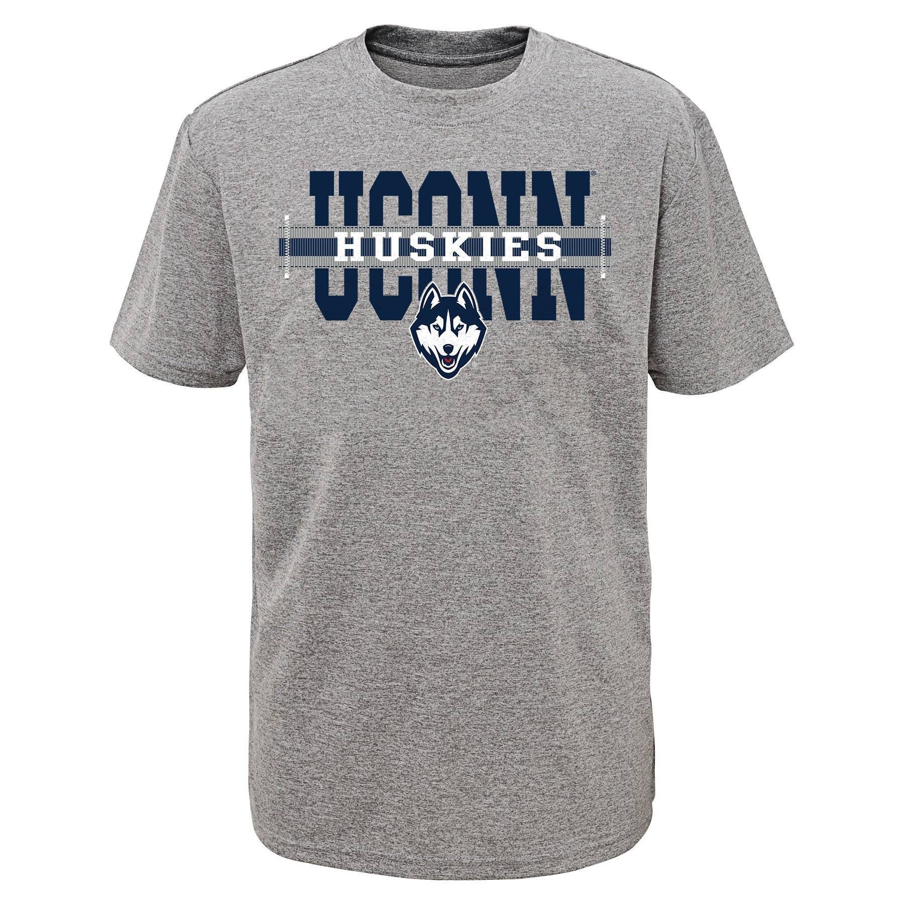 slide 1 of 1, NCAA UConn Huskies Boys' Short Sleeve Gray Performance T-Shirt - XL, 1 ct