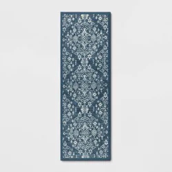 60" x 20" Vintage Print Comfort Kitchen Runner Rug Blue - Threshold™