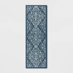 60" x 20" Vintage Print Comfort Kitchen Runner Rug Blue - Threshold™