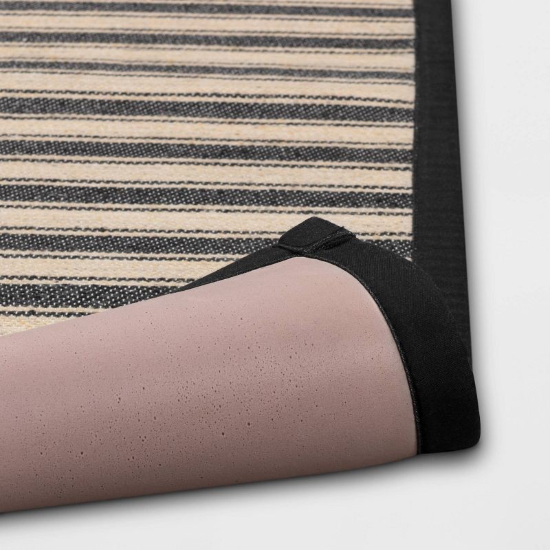 slide 4 of 5, 60" x 20" Vintage Striped Kitchen Runner Rug Black/Brown - Threshold™: Indoor Skid-Resistant Flat Pile Rug, 1 ct