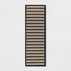 60" x 20" Vintage Striped Kitchen Runner Rug Black/Brown - Threshold™: Indoor Skid-Resistant Flat Pile Rug