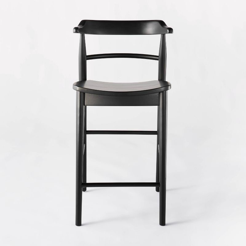 slide 3 of 6, Threshold designed w/Studio McGee Kaysville Curved Back Wood Counter Height Barstool Black - Threshold™ designed with Studio McGee: Chic, Sturdy Frame, Footrest, 1 ct