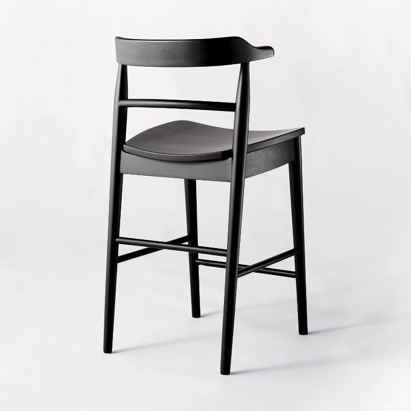 slide 4 of 6, Threshold designed w/Studio McGee Kaysville Curved Back Wood Counter Height Barstool Black - Threshold™ designed with Studio McGee: Chic, Sturdy Frame, Footrest, 1 ct