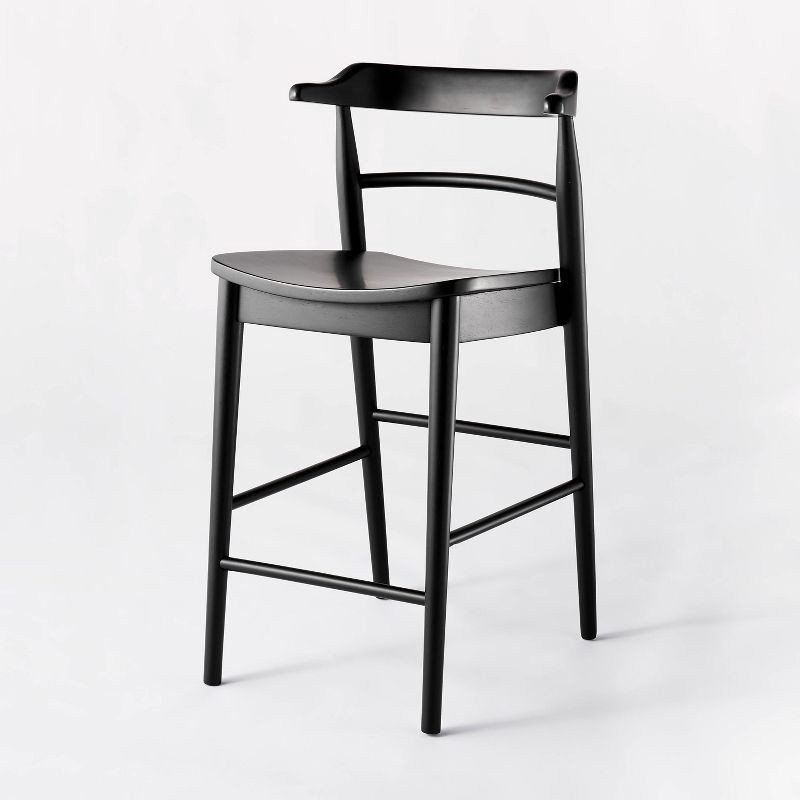 slide 1 of 6, Threshold designed w/Studio McGee Kaysville Curved Back Wood Counter Height Barstool Black - Threshold™ designed with Studio McGee: Chic, Sturdy Frame, Footrest, 1 ct