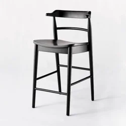 Threshold designed w/Studio McGee Kaysville Curved Back Wood Counter Height Barstool Black - Threshold™ designed with Studio McGee: Chic, Sturdy Frame, Footrest