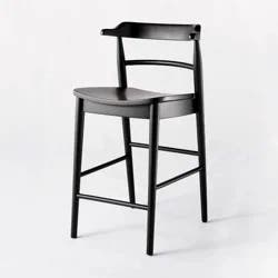 Threshold designed w/Studio McGee Kaysville Curved Back Wood Counter Height Barstool Black - Threshold™ designed with Studio McGee: Chic, Sturdy Frame, Footrest