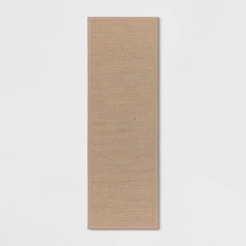 slide 1 of 4, 60" x 20" Textured Pet Kitchen Runner Rug Brown - Threshold™: Geometric Indoor Skid-Resistant Entryway Mat, 1 ct