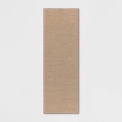 60" x 20" Textured Pet Kitchen Runner Rug Brown - Threshold™: Geometric Indoor Skid-Resistant Entryway Mat