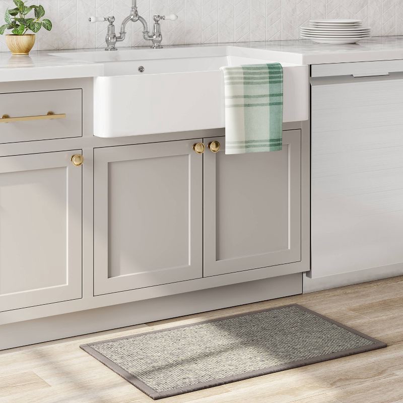 slide 2 of 4, 34" x 20" Textured Pet Kitchen Rug Gray - Threshold™: Geometric Skid-Resistant Indoor Accent Mat, Machine Washable, 1 ct