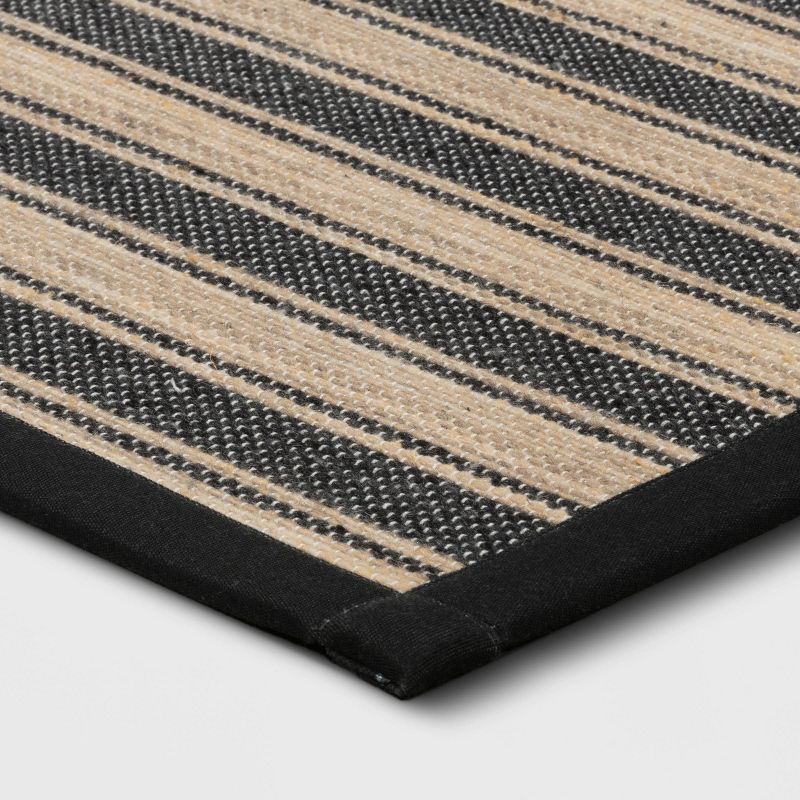 slide 3 of 4, 34" x 20" Vintage Striped Kitchen Rug Black/Brown - Threshold™: Skid-Resistant Indoor Runner Mat, Machine Washable, 1 ct