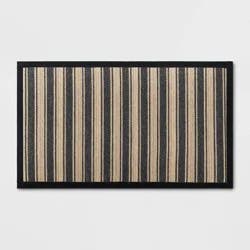 34" x 20" Vintage Striped Kitchen Rug Black/Brown - Threshold™: Skid-Resistant Indoor Runner Mat, Machine Washable