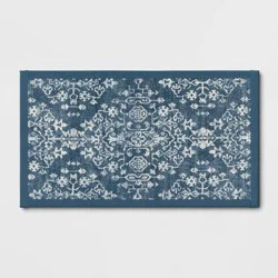 34" x 20" Vintage Print Comfort Kitchen Rug Blue - Threshold™