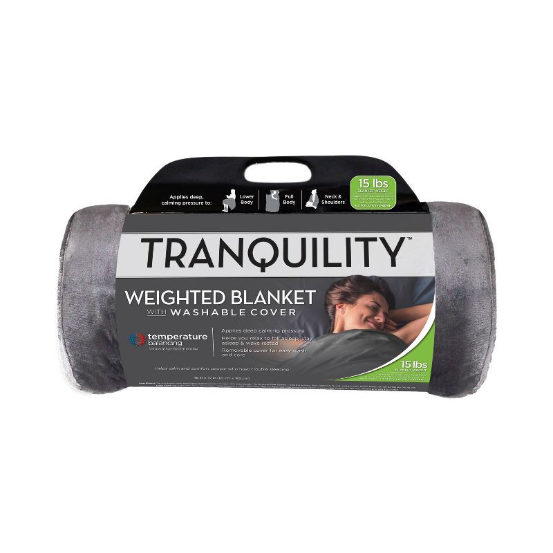 slide 1 of 3, 48"x72" 15lbs Temperature Balancing Weighted Blanket Gray - Tranquility, 15 lb