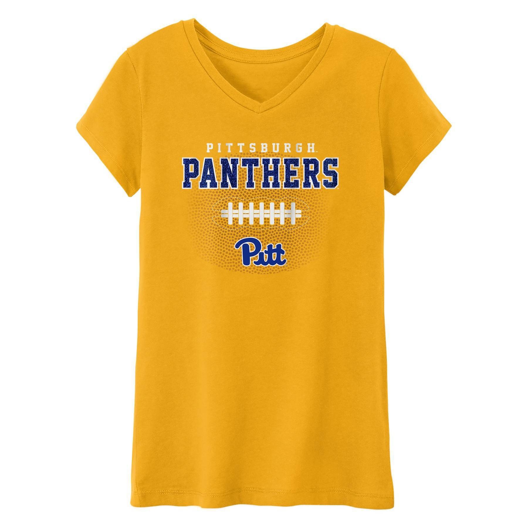 slide 1 of 1, NCAA Pitt Panthers Girls' Short Sleeve V-Neck T-Shirt - XL, 1 ct