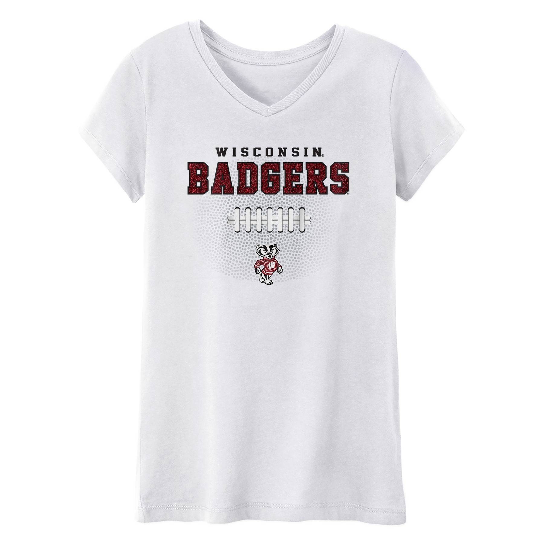 slide 1 of 1, NCAA Wisconsin Badgers Girls' Short Sleeve V-Neck T-Shirt - XL, 1 ct