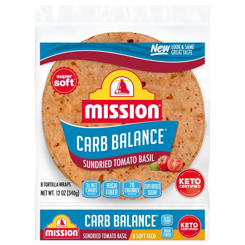 slide 1 of 7, Mission Carb Balance Sundried Tomato Basil Tortilla Wraps - 12oz/8ct, 8 ct; 12 oz