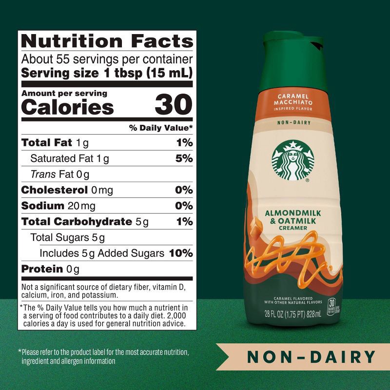 slide 10 of 11, Starbucks Creamer Almond and Oat Milk Caramel Macchiato Coffee Creamer - 28 fl oz, 28 fl oz