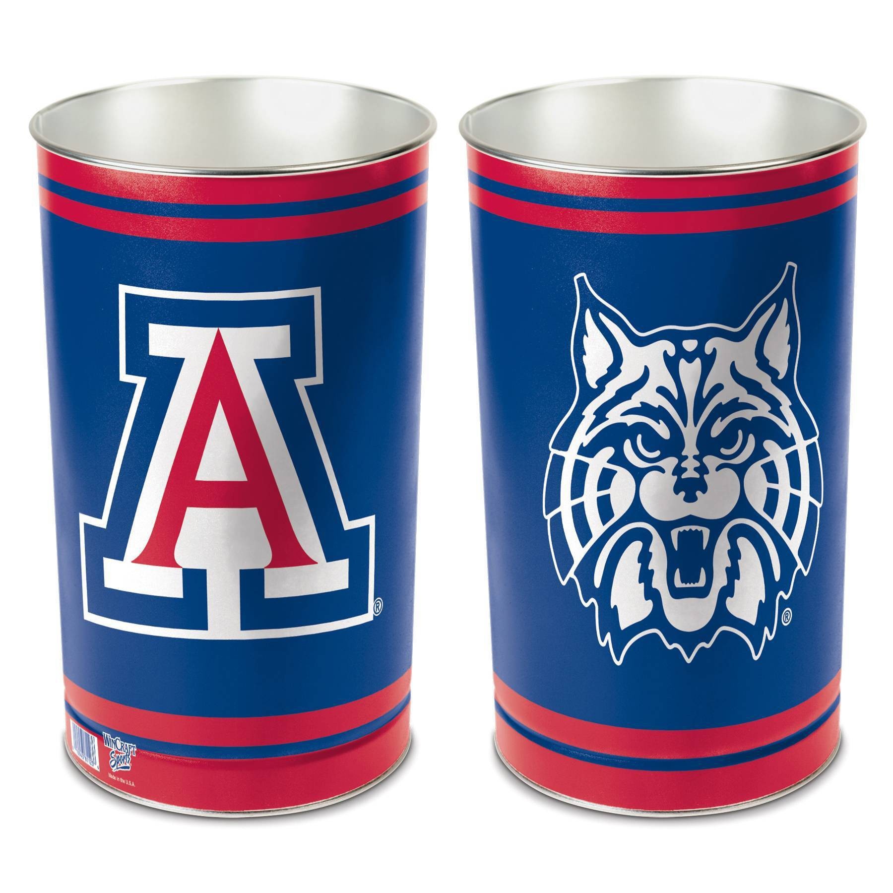 slide 1 of 1, NCAA Arizona Wildcats Tin Trash Can, 1 ct