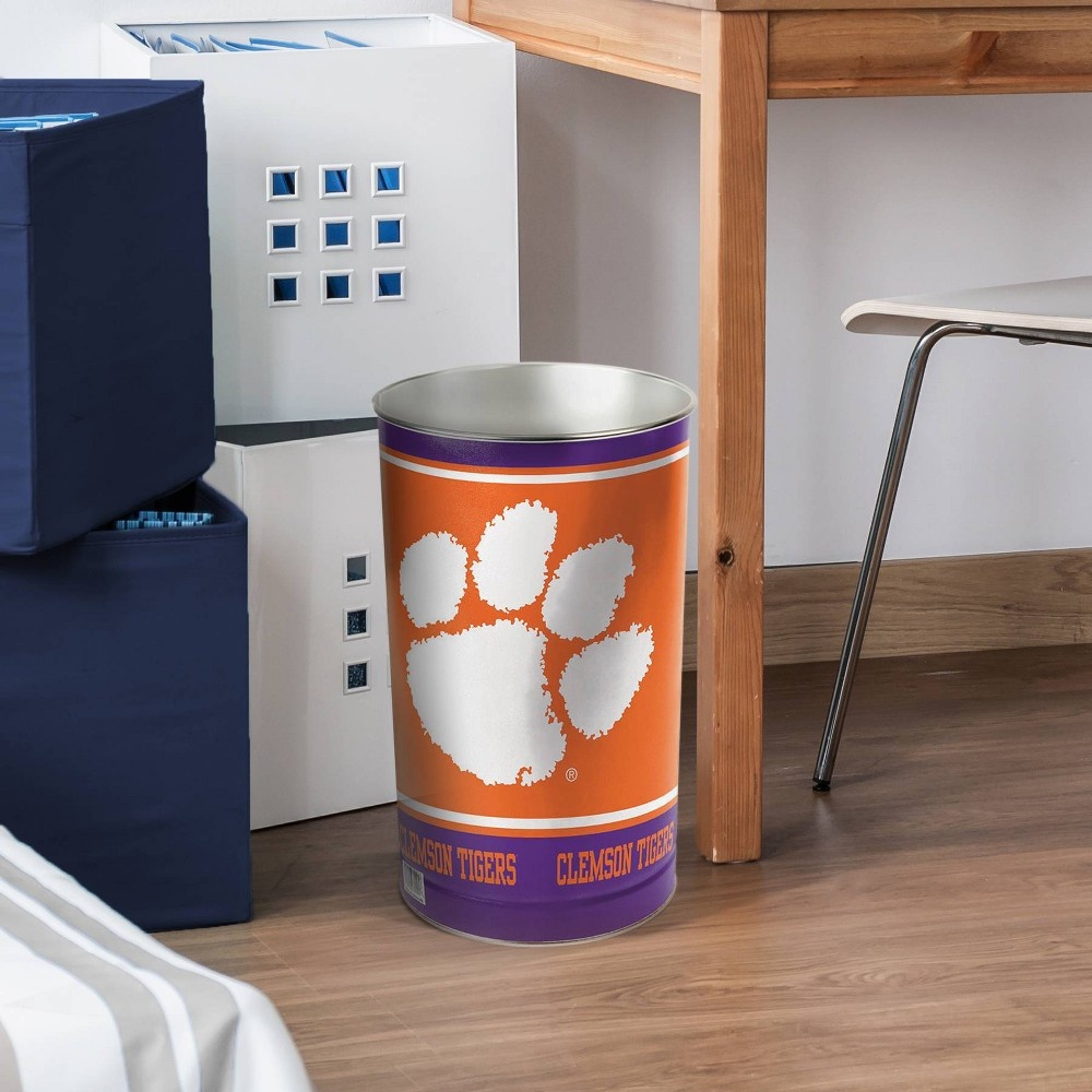 slide 2 of 3, NCAA Clemson Tigers Tin Trash Can, 1 ct