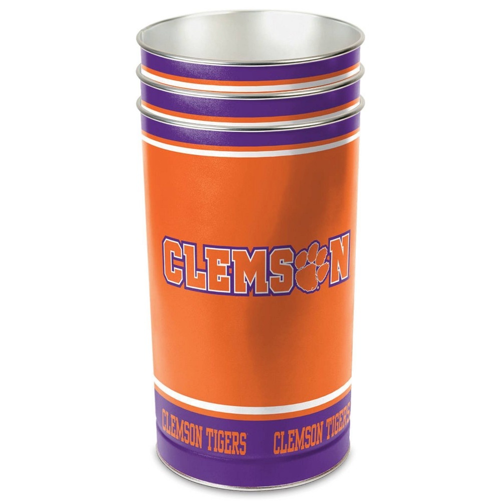 slide 3 of 3, NCAA Clemson Tigers Tin Trash Can, 1 ct