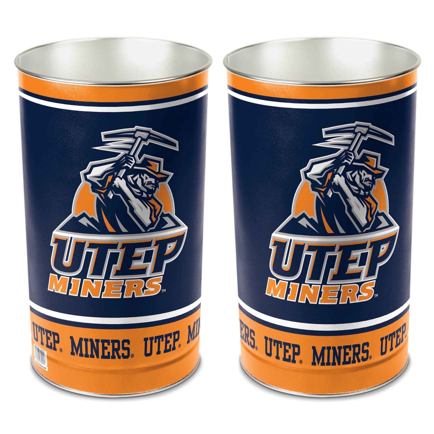 slide 1 of 1, NCAA UTEP Miners Tin Trash Can, 1 ct