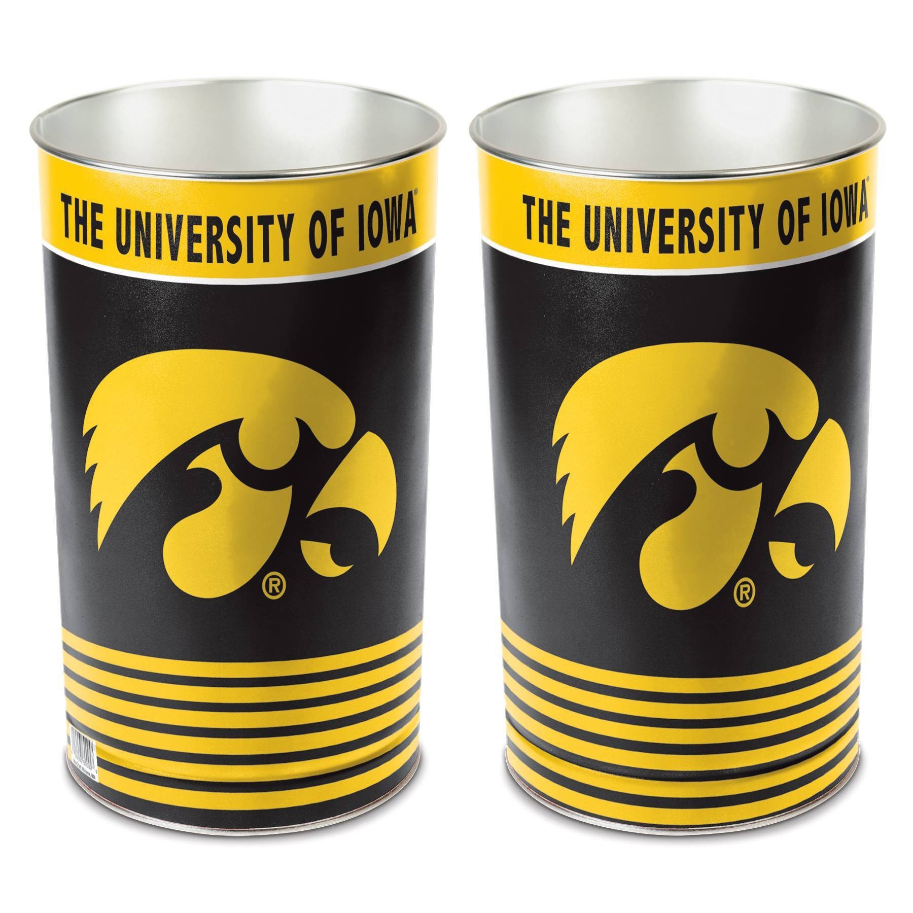 slide 1 of 1, NCAA Iowa Hawkeyes Tin Trash Can, 1 ct