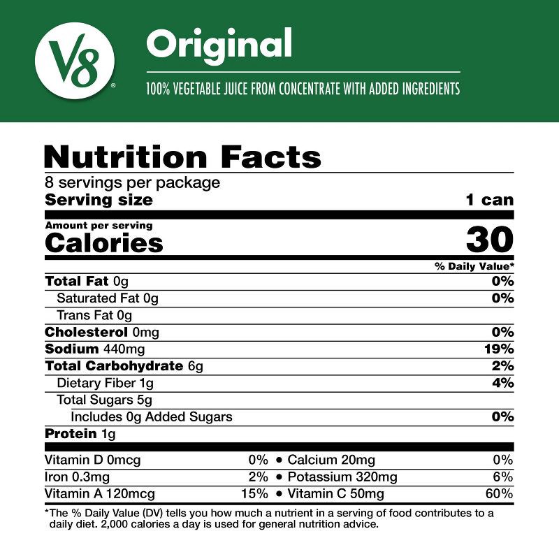 slide 5 of 10, V8 Juice V8 Original 100% Vegetable Juice - 8pk/5.5 fl oz Cans, 8 ct; 5.5 fl oz