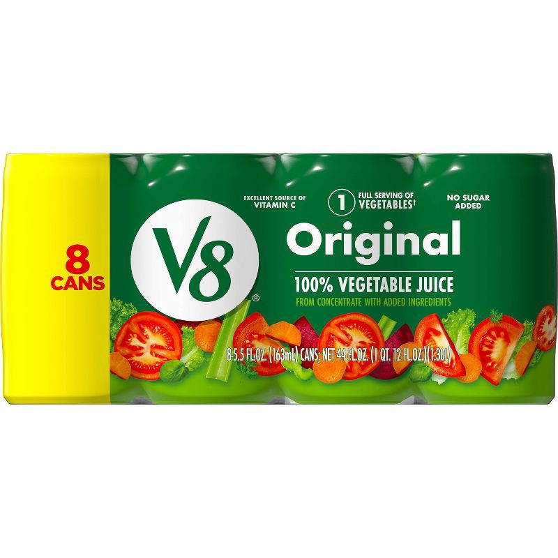 slide 1 of 10, V8 Juice V8 Original 100% Vegetable Juice - 8pk/5.5 fl oz Cans, 8 ct; 5.5 fl oz