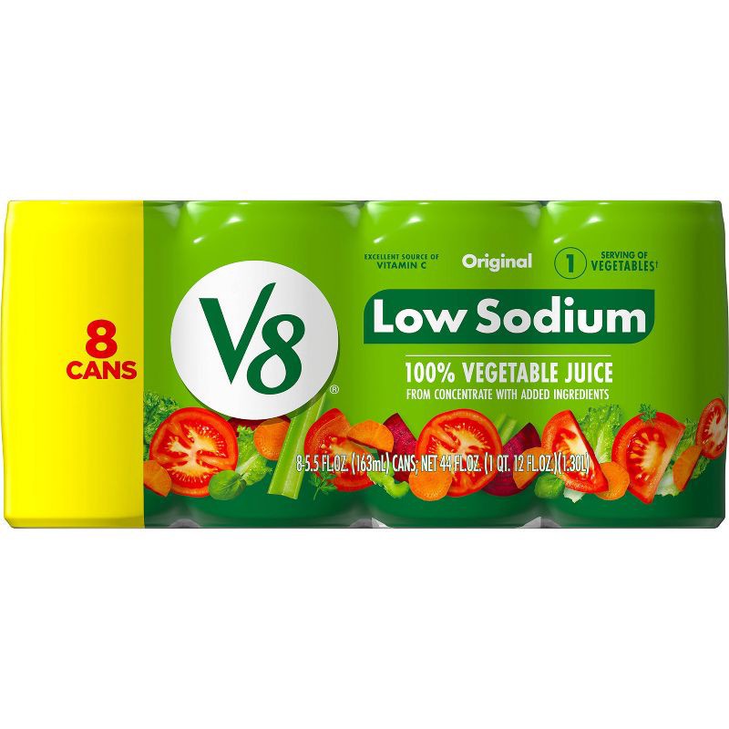 slide 1 of 11, V8 Juice V8 Original Low Sodium 100% Vegetable Juice - 8pk/5.5 fl oz Cans, 8 ct; 5.5 fl oz