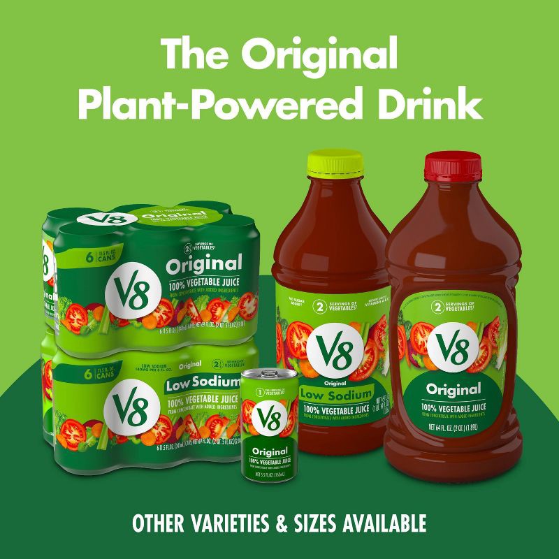 slide 8 of 11, V8 Juice V8 Original Low Sodium 100% Vegetable Juice - 8pk/5.5 fl oz Cans, 8 ct; 5.5 fl oz