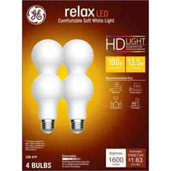 GE Household Lighting GE 4pk 100W Relax A19 LED Light Bulbs Soft White