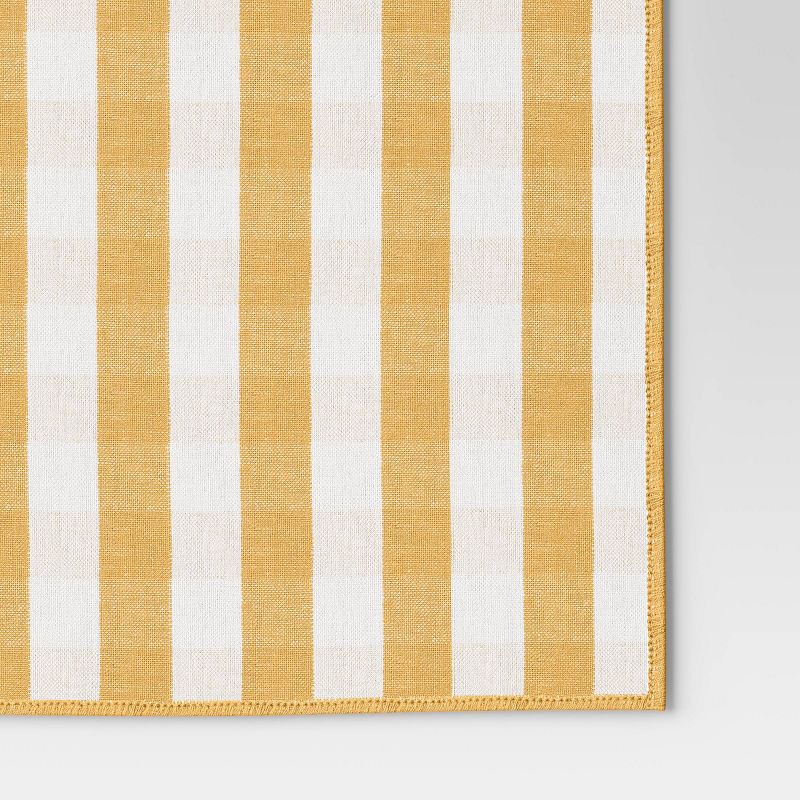 slide 3 of 5, 72" x 14" Cotton Gingham Check Table Runner Yellow - Threshold™, 1 ct