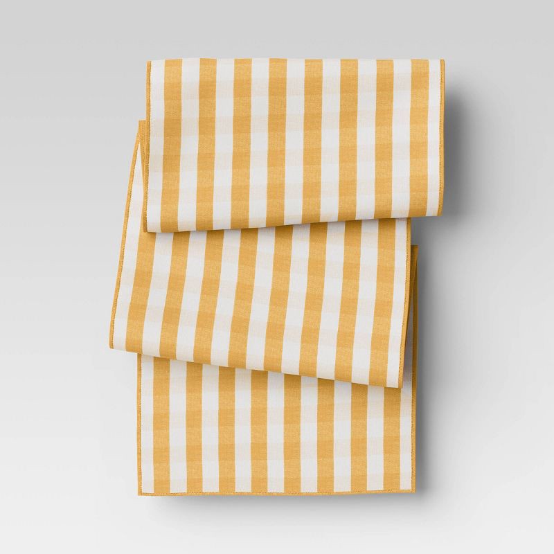 slide 1 of 5, 72" x 14" Cotton Gingham Check Table Runner Yellow - Threshold™, 1 ct