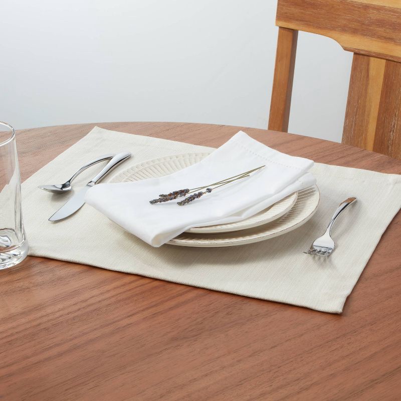 slide 2 of 3, Cotton Solid Placemat Cream - Threshold™: Rectangle, Traditional, Machine Washable, Dining Table Accessory, 1 ct
