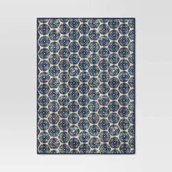 Cotton Medallion Print Placemat Blue - Threshold™: Geometric Rectangle, Traditional Dining Table Decor, 19"x14"