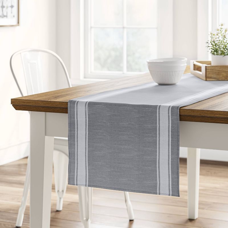 slide 2 of 3, 72" x 14" Cotton Striped Bistro Table Runner Gray - Threshold™, 1 ct