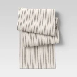 72" x 14" Cotton Striped Table Runner Natural - Threshold™: Traditional Fall Decor, Machine Washable, OEKO-TEX Certified