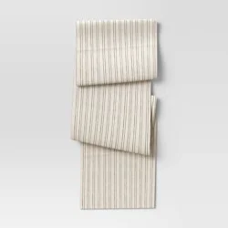 108" x 14" Cotton Striped Table Runner Natural - Threshold™: Traditional Summer Tablecloth, OEKO-TEX Certified