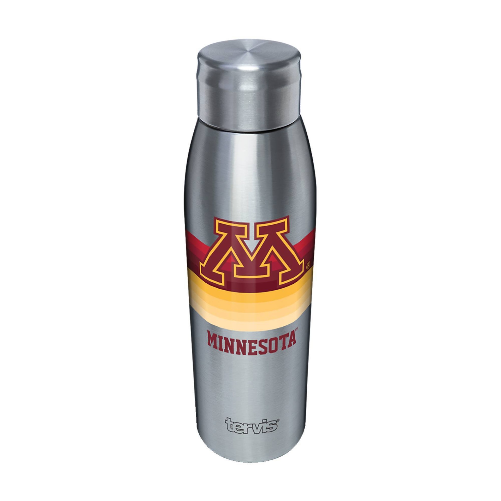 slide 1 of 2, NCAA Minnesota Golden Gophers Retro Stripe Stainless Steel Water Bottle, 17 oz