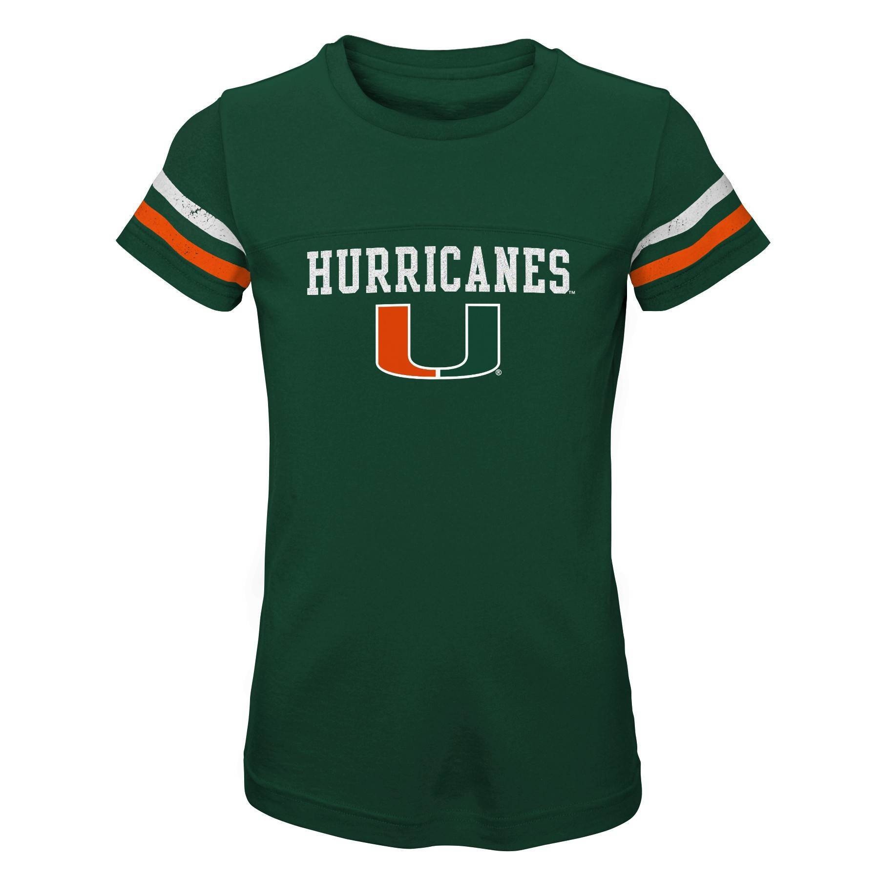 slide 1 of 1, NCAA Miami Hurricanes Girls' Short Sleeve Scoop Neck T-Shirt - XL, 1 ct