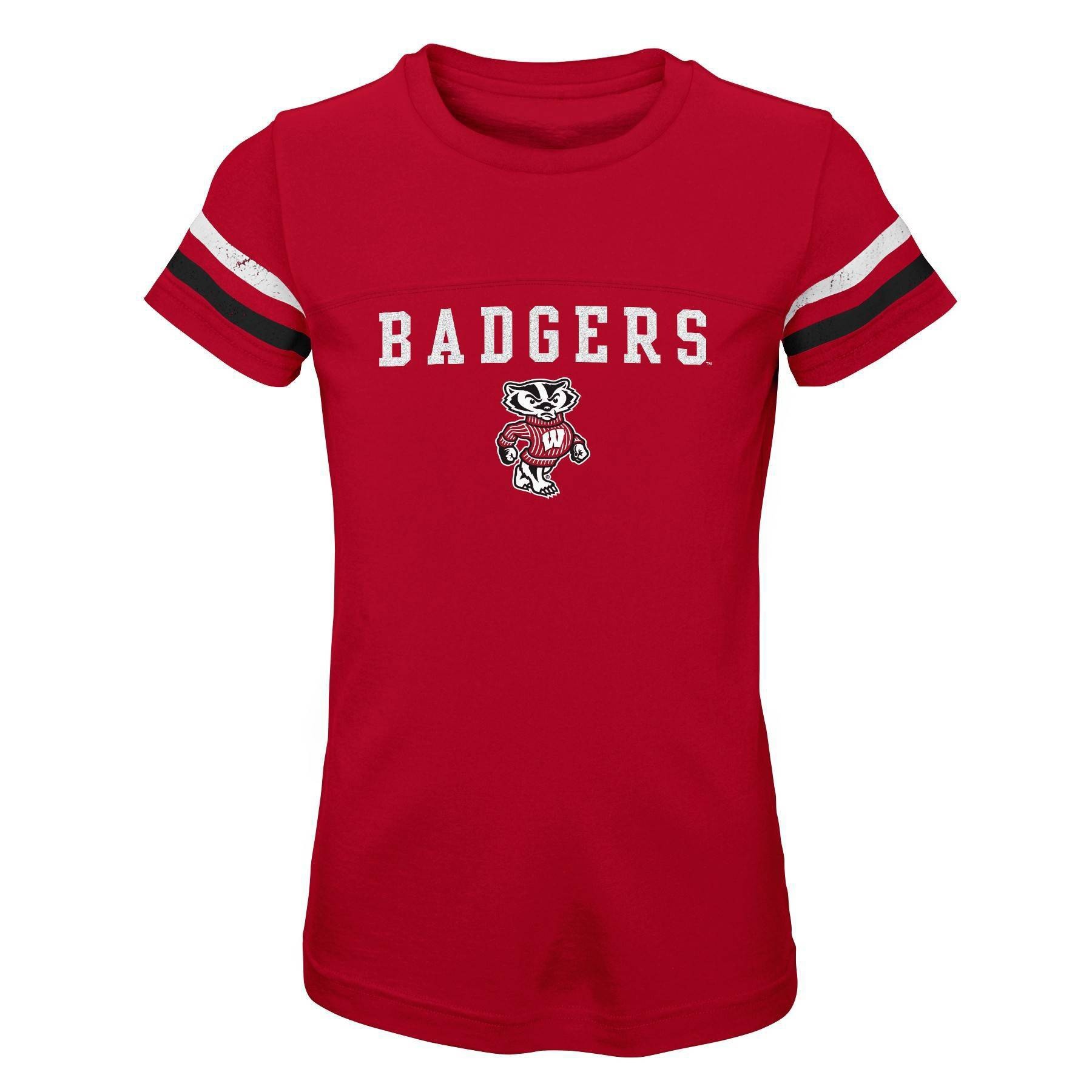 slide 1 of 1, NCAA Wisconsin Badgers Girls' Short Sleeve Scoop Neck T-Shirt - XL, 1 ct